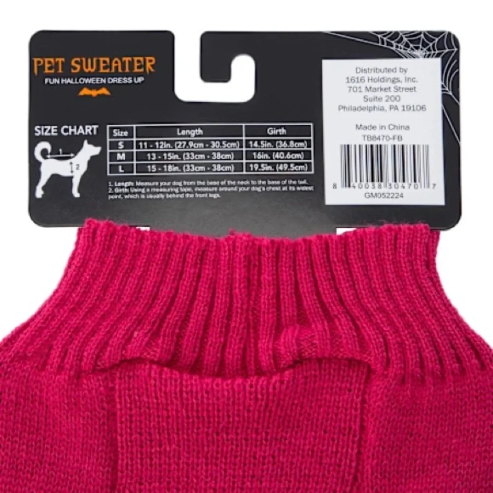 💖5 for $25💖 Large Halloween “Ghoul Gang” Pet Sweater – Pink Knit Dog Sweater NWT
